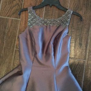 Carmen Marc Valvo Infusion gray cocktail dress